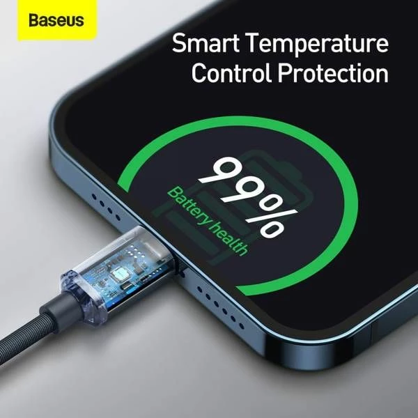 Kabllo USB-C në Lightning Baseus Crystal Shine 1.2 m 2.4A USB 2.0, e zezë, 1 copë
