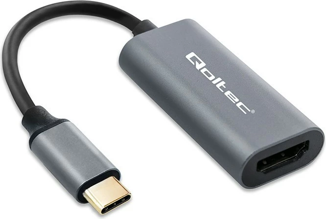 Adapter USB-C në HDMI Qoltec 50331, 4K 60Hz, alumini, zi/grafit