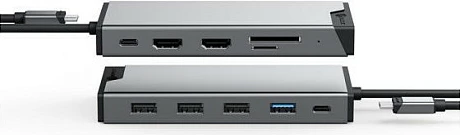 Mini dock 12-në-1 ALOGIC DV3, USB-C, 2x HDMI, VGA, LAN, SD/MicroSD, USB PD 100W, argjendtë