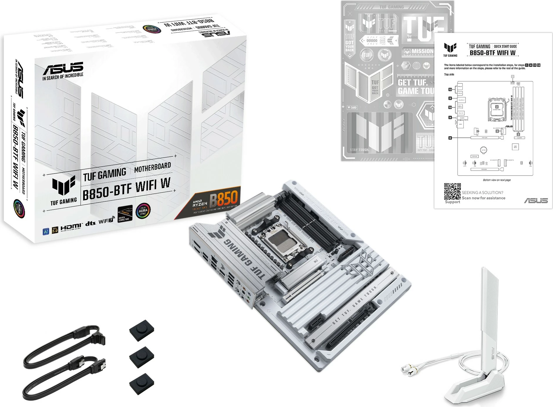 Pllakë amë ASUS TUF GAMING B850-BTF WIFI W, ATX, Wi-Fi, bardhë