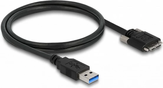 Kabllo USB DeLOCK USB-A në Micro-USB B, USB 3.2 Gen 1, 1 m, me vida, e zezë