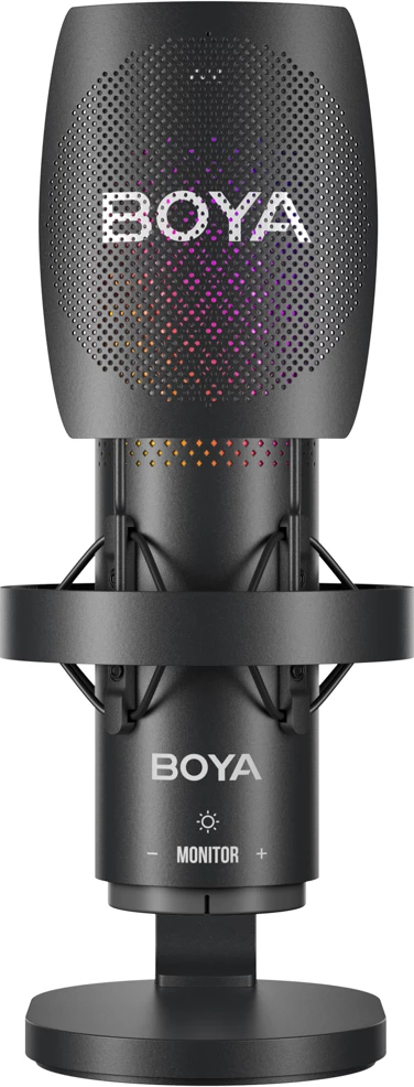 Mikrofon BOYA K9 me kabllo USB-C, 48 kHz 24-bit, RGB, me stendë tavoline dhe pop filter, i zi