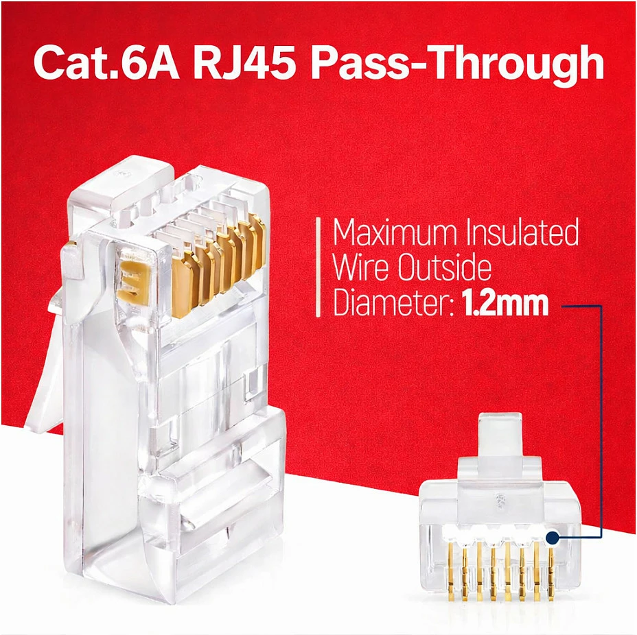 Konektor rrjeti EQUIP RJ45 Cat6a, tool-free, 100 copë, transparent