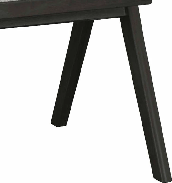 Karrige me krahë Winslow, dru rubberwood i zi, ratan PVC natyral, material gri, set prej 2 copë