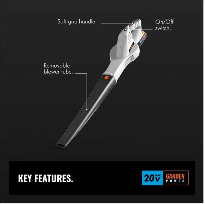 Fryrës gjethe me bateri VONHAUS G-Series MAX 20V Li-ion, 12000 rpm, 1.71 kg, me bateri & karikues, gri/zi