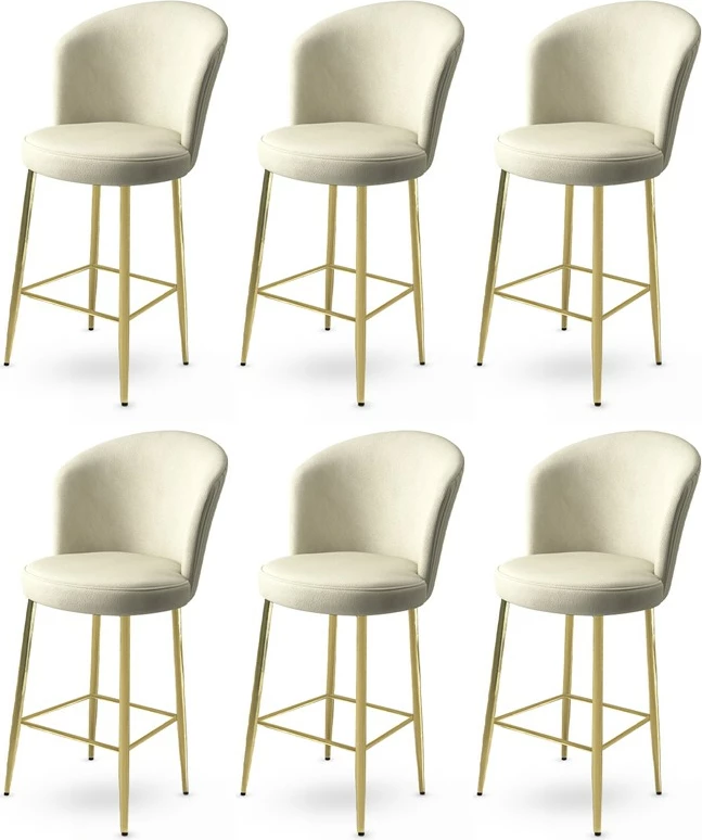 Set karrigesh për bar (6 copë), Hanah Home, Fora, krem, ari