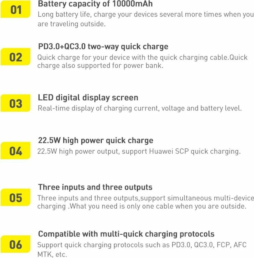Powerbank Baseus Adaman 10000mAh 22.5W me display, 2x USB-A + USB-C, i zi