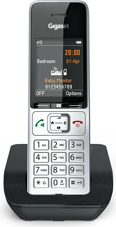 Telefon pa tel Gigaset COMFORT 500, DECT, Speakerphone, 200 kontakte, ID thirrësit, Ngjyrë e zezë dhe argjendtë