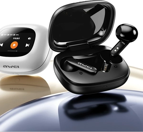 Kufje Bluetooth AWEI TP97 TWS, in-ear, Bluetooth 5.4, me etui karikimi, e zezë