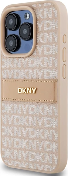 Mbështjellës DKNY Mono Stripe & Metal Logo për iPhone 15 Pro, Rozë