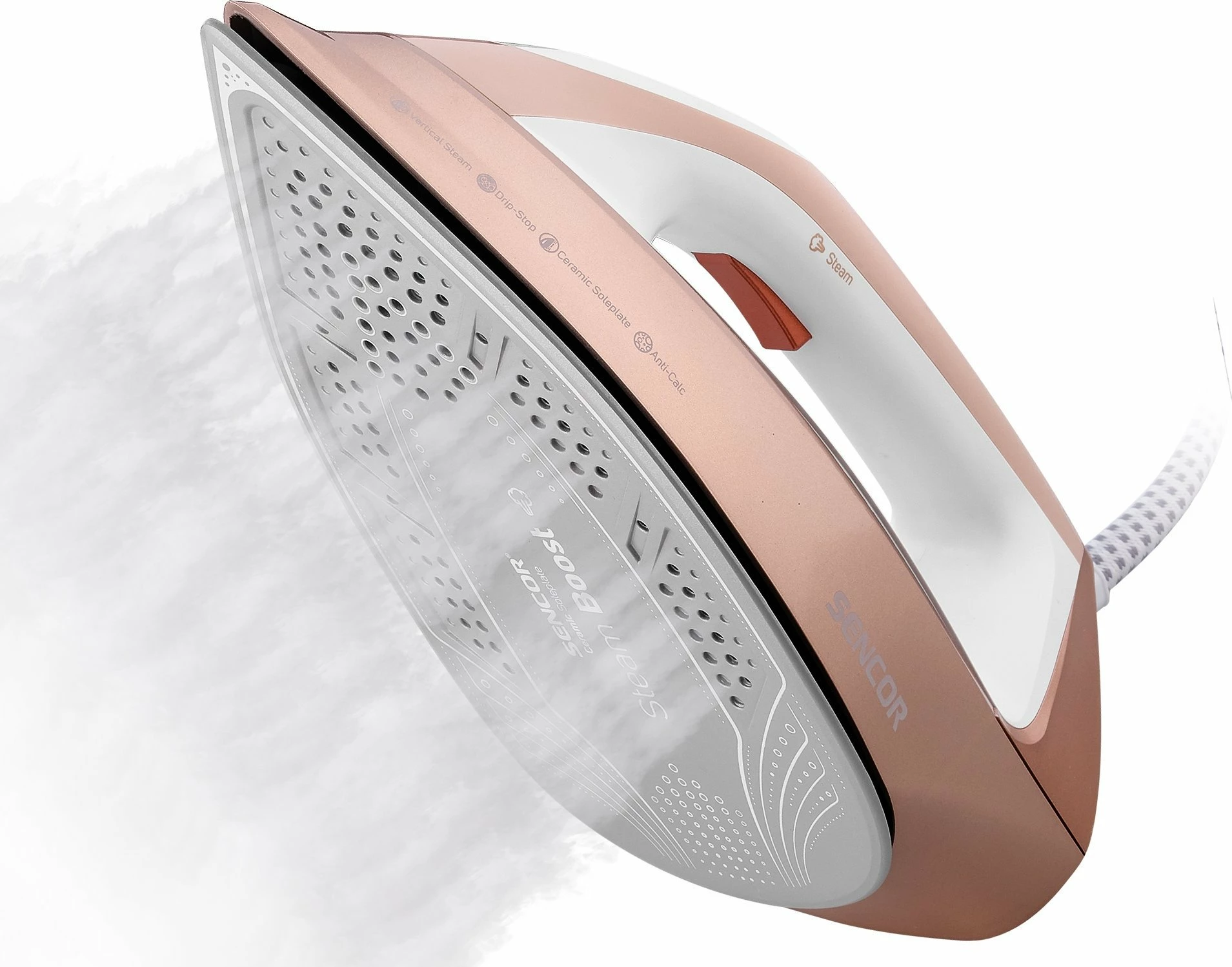 Hekur me gjenerator avulli Sencor SSI 0910RS 3200W 1.3L 5.5 bar, bardhë/rozë