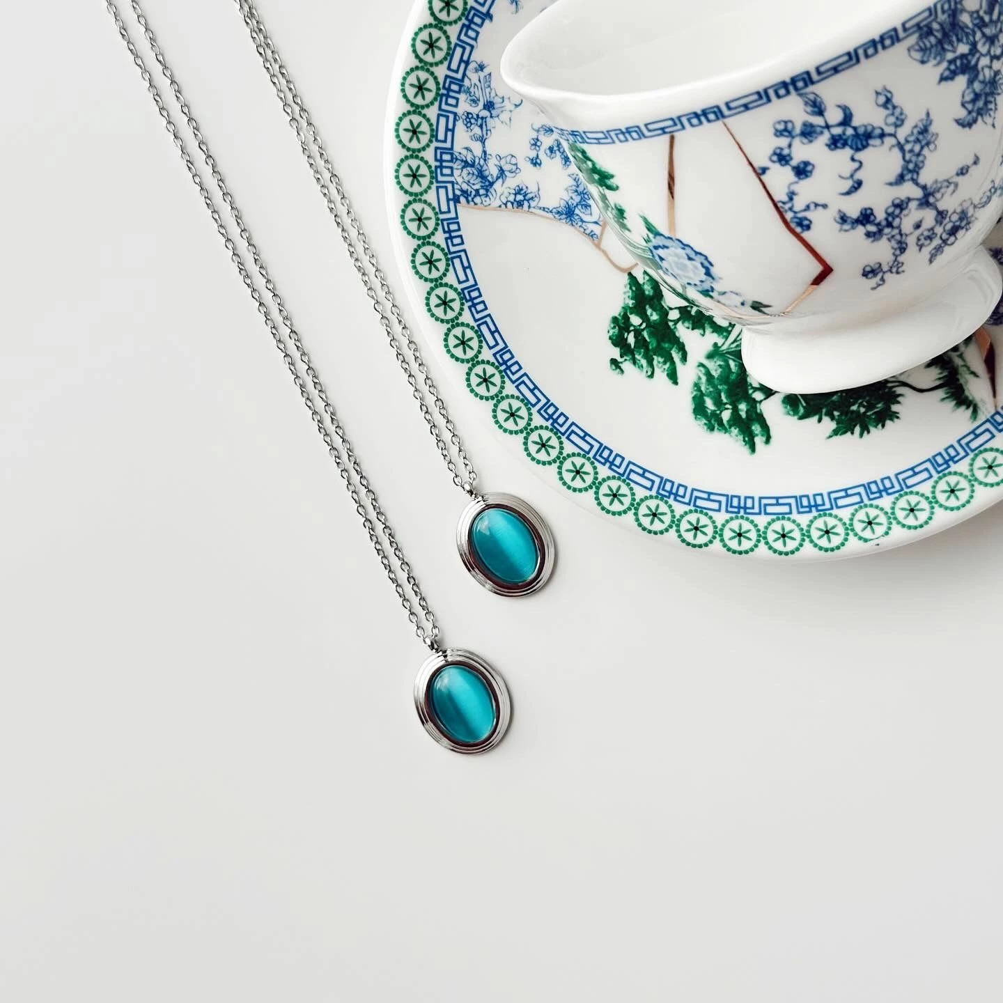 Vathë çeliku Jumeon, ngjyrë turquoise dhe argjendi