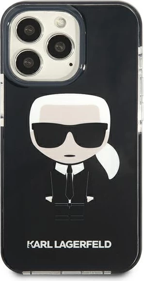 Mbështjellës Karl Lagerfeld KLHCP13LTPEIKK për iPhone 13 Pro/13 6.1", i fortë, i zi Iconik Karl