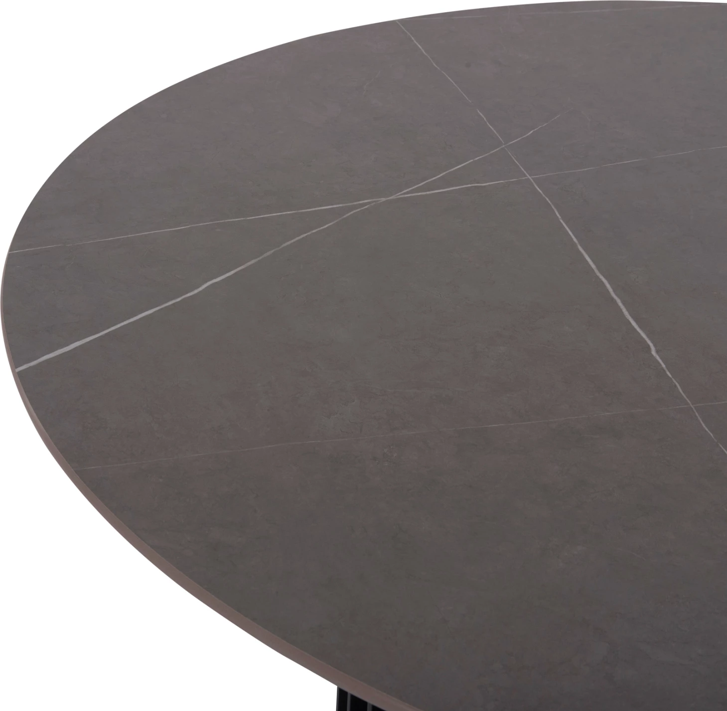 Tavolinë e rrumbullakët për jashtë, alumini anthracite, sipërfaqe gur sinterizuar, pamje mermeri gri, Φ140cm, ETERNITY CD6177