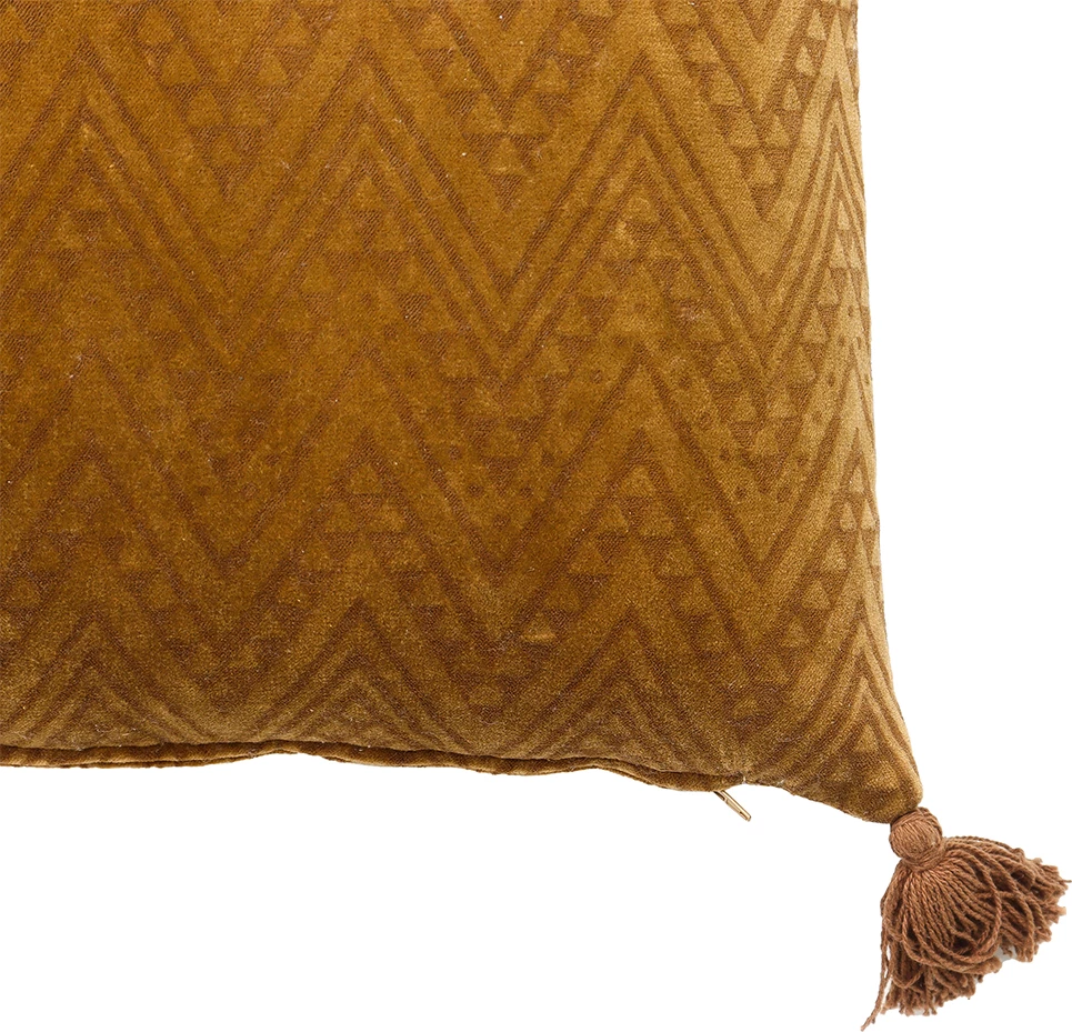 Jastëk dekorativ Sundial B, kadife pambuku, karamel, 50x50cm