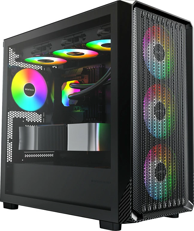 Kasë Montech X5M TG, Micro Tower, RGB, e zezë
