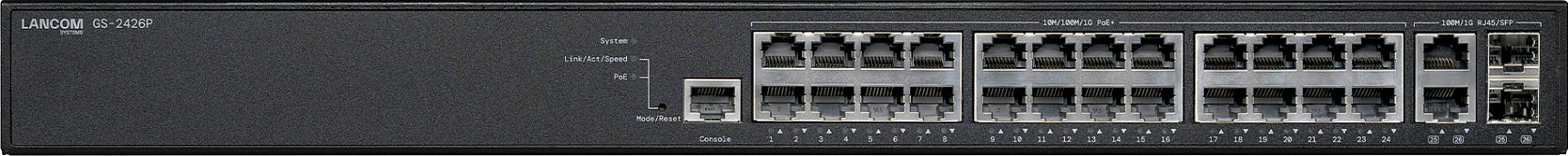 Switch LANCOM GS-2426P, 24x Gigabit, PoE+ 185W, L2 Managed, Rack 1U, i zi