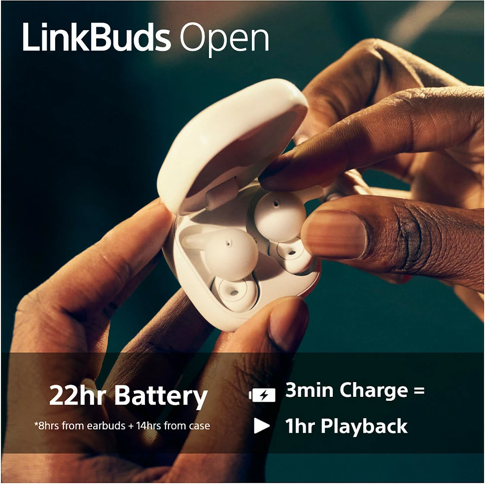 Kufje Sony LinkBuds Open WFL910B, wireless, Bluetooth 5.3, me kuti karikimi, 22 orë, të zeza