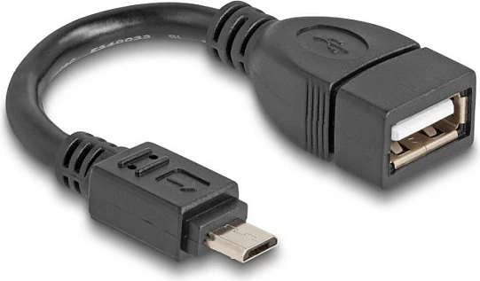 Kabllo OTG USB 2.0 DeLOCK Micro-USB B mashkull në USB-A femër, 11 cm, e zezë