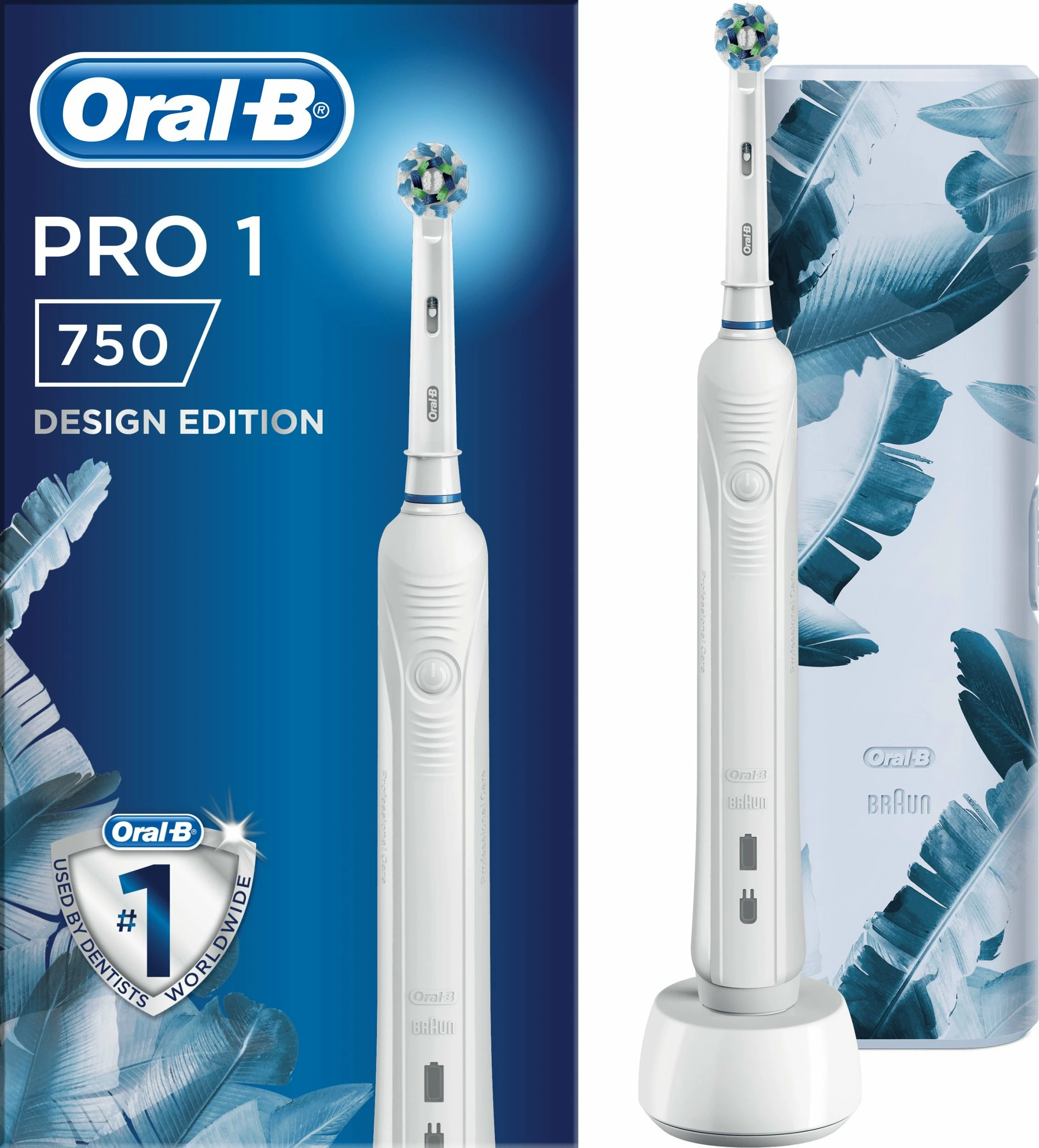 Furçë dhëmbësh elektrike Oral-B Pro 1 750 CrossAction, white, set me 1 kokë + kuti udhëtimi