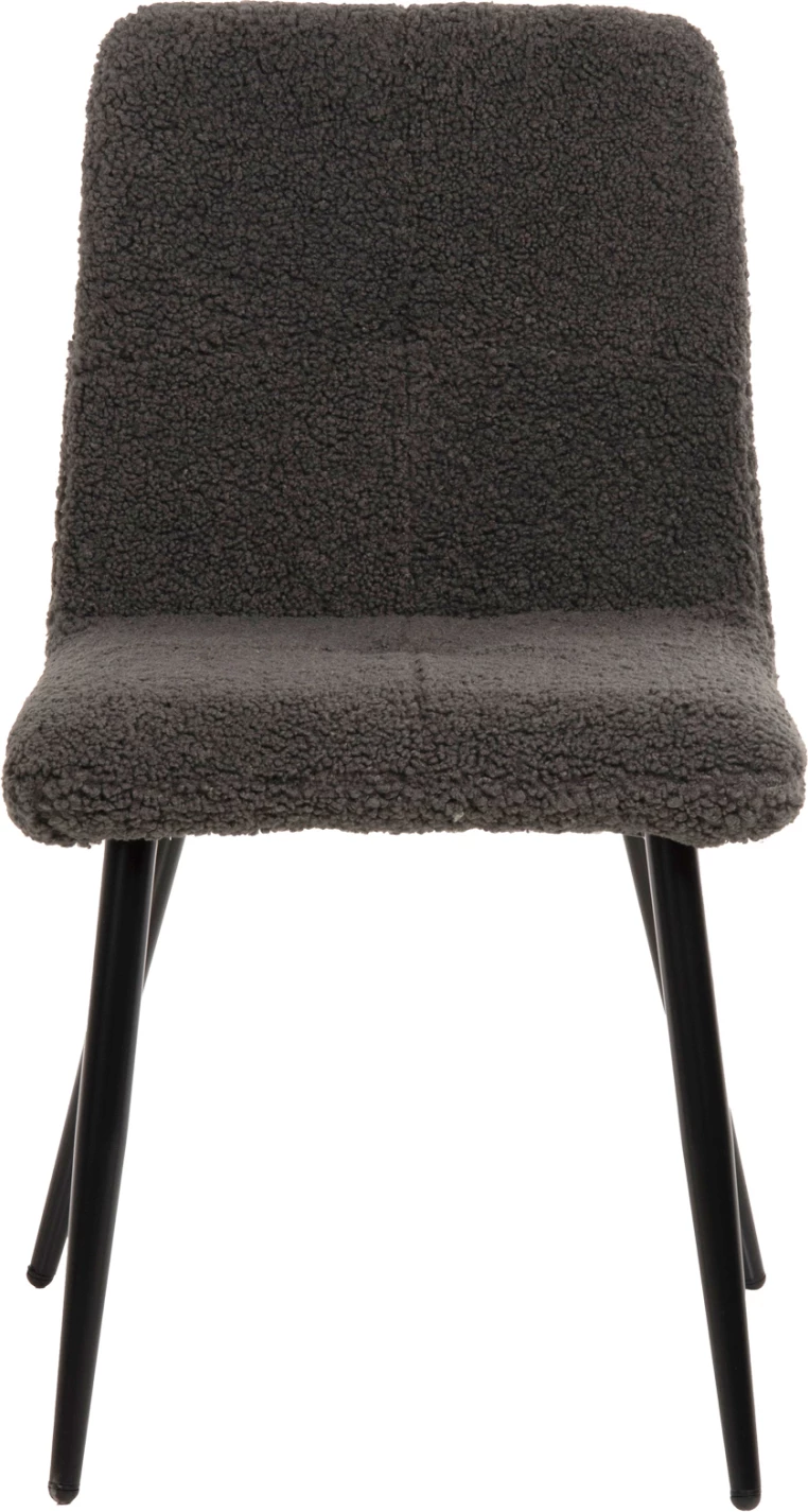 Karrige SHELLY FH8590.01, pëlhurë TEDDY, ngjyrë gri, këmbë metalike të zeza, 48x64x87H cm., set prej 2 copë