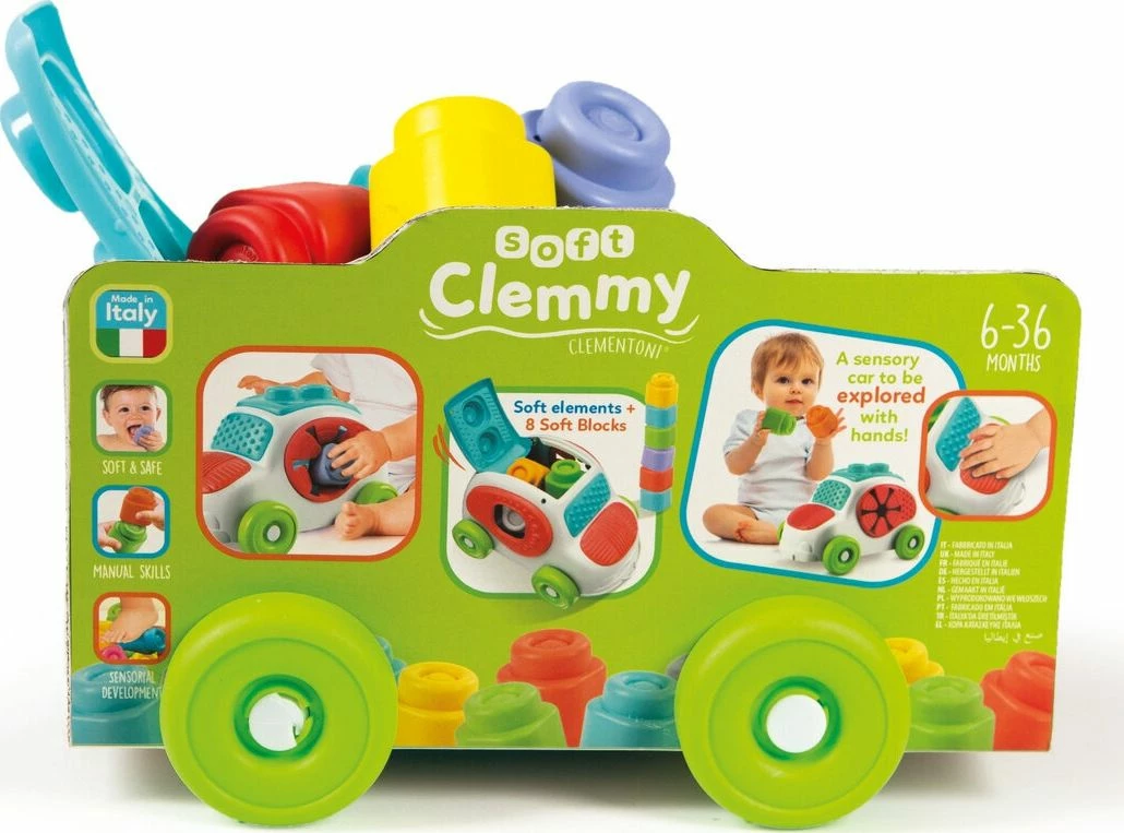 Makina lodër Clementoni Clemmy 17315, me kocka të buta sensory, multikolor