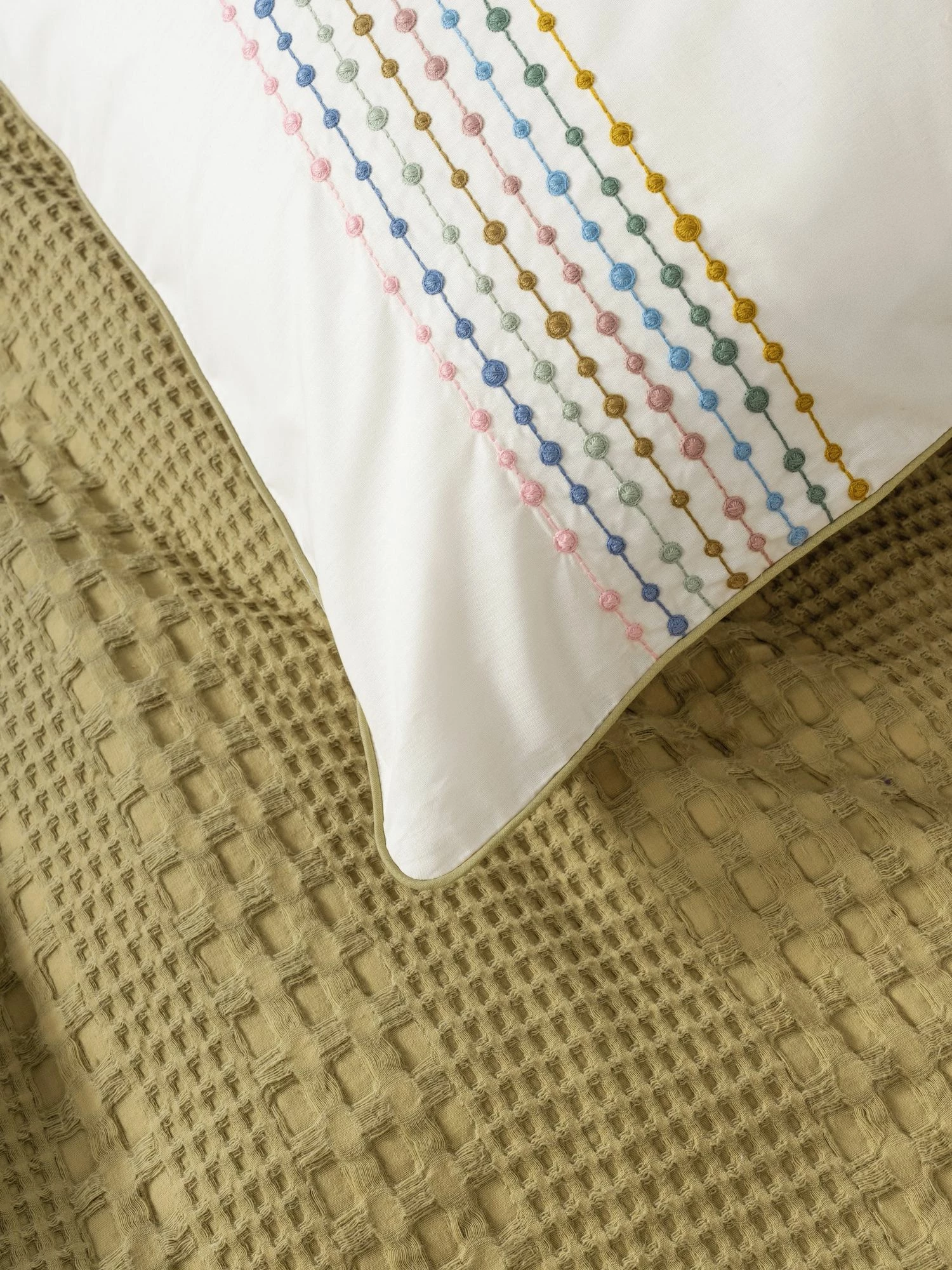 Set piké dopio, ngjyrë mustard, L'Essentiel Linge de Maison