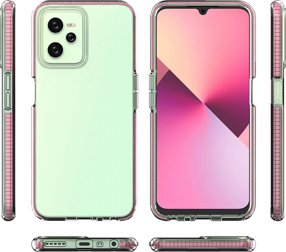 Mbështjellës Hurtel Spring Case për Realme C35, TPU, i hollë, i zi me kornizë ngjyrë
