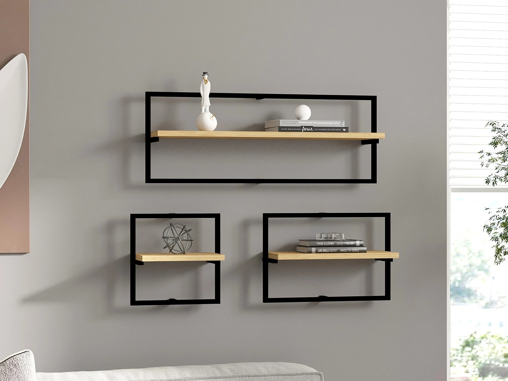 Raft muri modern, ngjyrë lis safir, Skye Decor