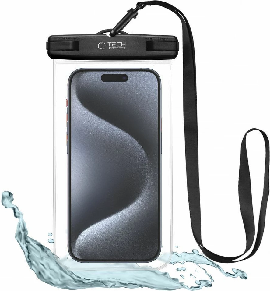 Mbështjellës universal i papërshkueshëm nga uji për celular Tech-Protect UWC7, deri 6.9", i zi