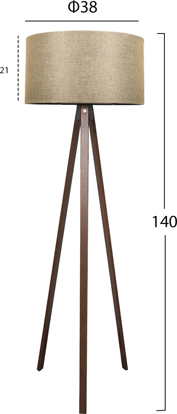 Llambë dyshemeje tripod, ngjyrë arre, kapak ngjyrë ari-kafe, FH7578.03