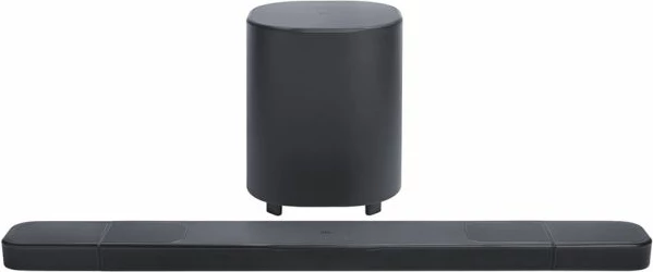 Soundbar JBL Bar 1000 MK2 7.1.4 Dolby Atmos/DTS:X 10\" subwoofer wireless 880W RMS, e zezë, set me subwoofer dhe altoparlantë të pasëm