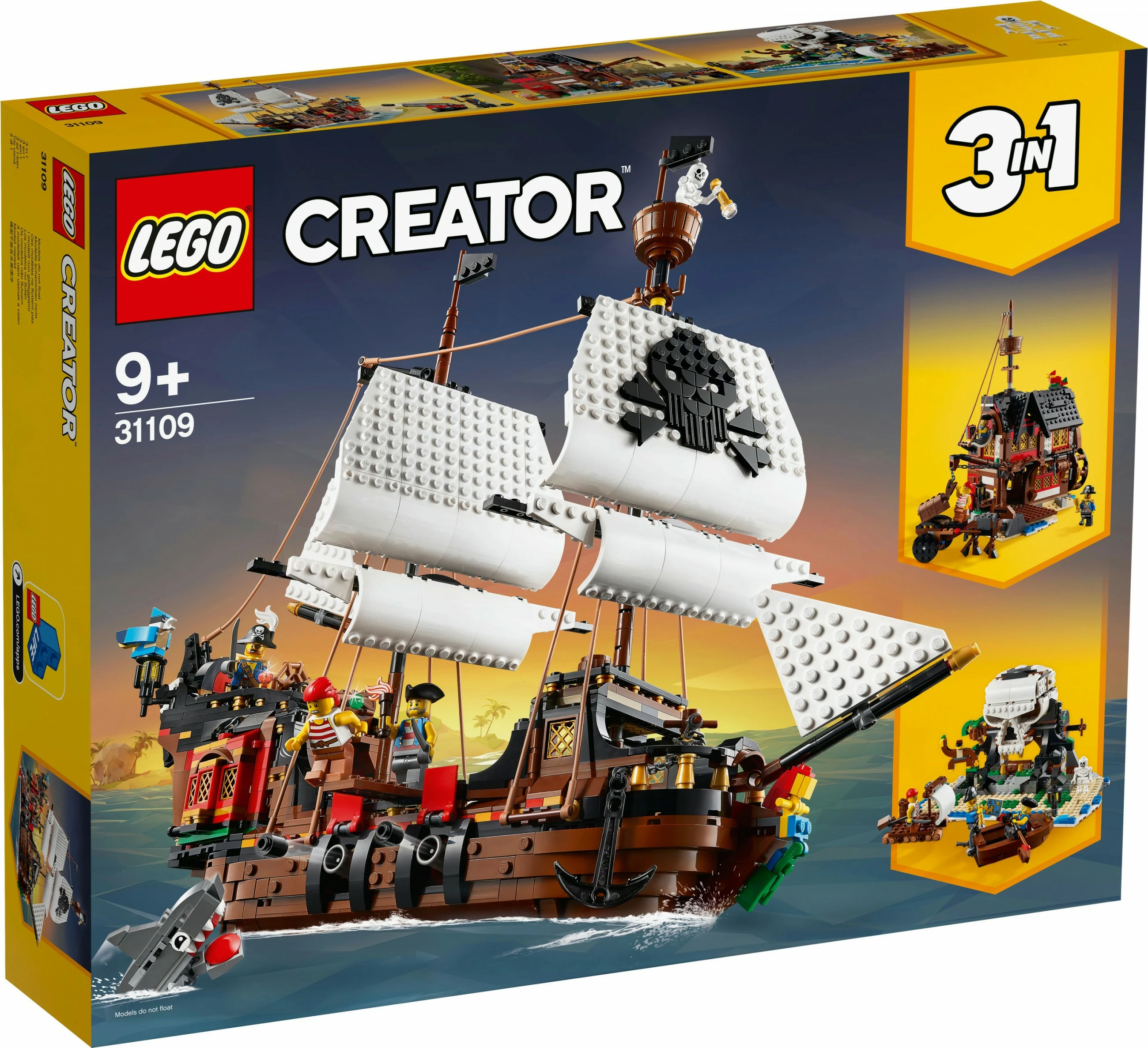 Set ndërtimi LEGO Creator 3in1 Anije Piratësh, 31109, 1264 pjesë, shumëngjyrësh