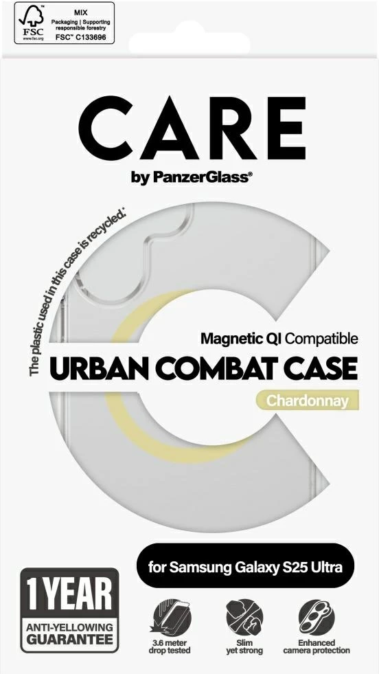Mbështjellës PanzerGlass CARE Urban Combat Chardonnay për Samsung Galaxy S25 Ultra, Transparent