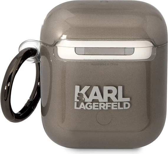 Mbështjellës Karl Lagerfeld KLA2HNIKTCK për AirPods 1/2, me unazë, i zi