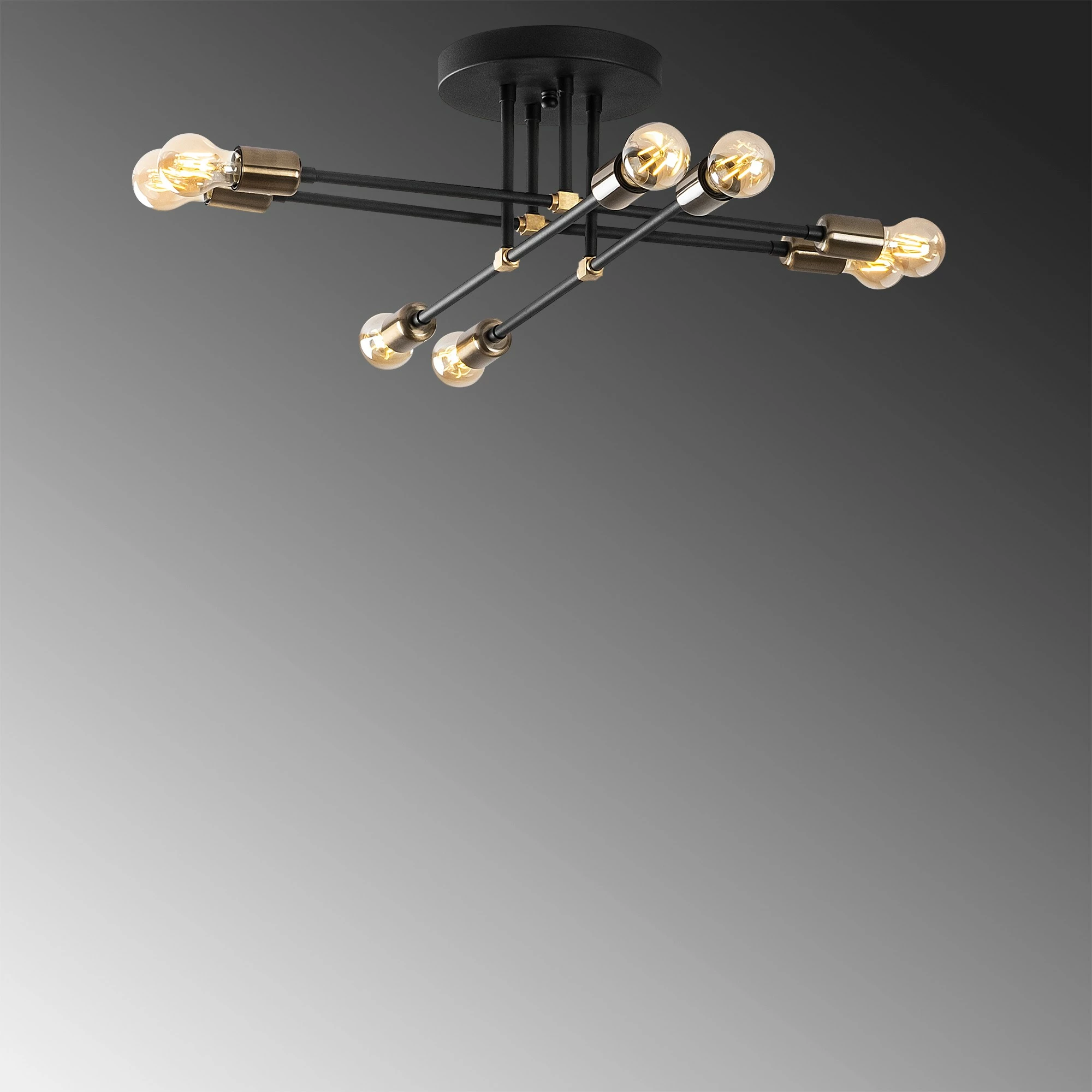 Llambë varëse tavani Opviq, model Exhaust, e zezë, 67x67cm, 8xE27