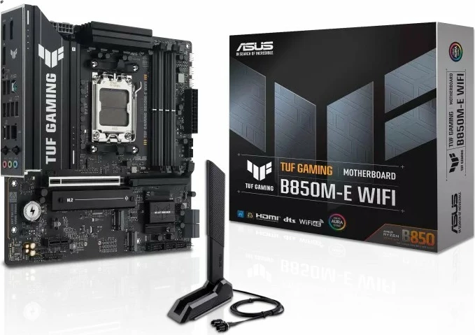 Pllakë amë, Asus TUF GAMING B850M-E WIFI, Socket AM5 AMD B850, mATX, 4x DDR5, PCIe 5.0, 3x M.2, WiFi 6E, 2.5GbE