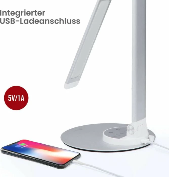 Llambë tavoline LED, TAOTRONICS TT-DL22, ultra slim, 10 W, me USB, argjend