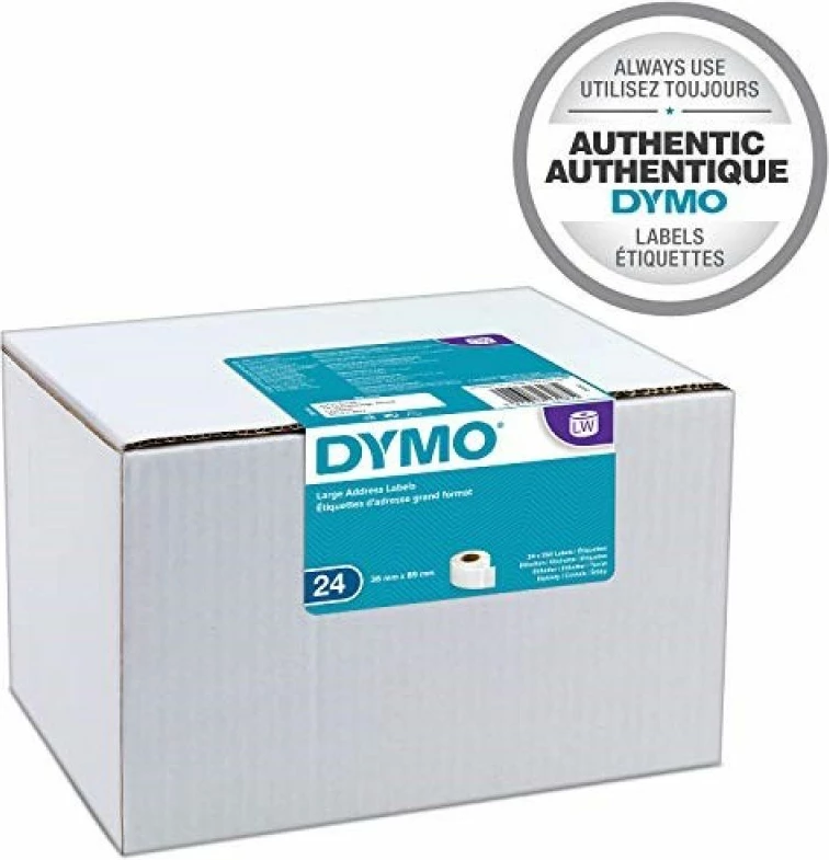 Etiketa vetëngjitëse për printer DYMO LW, Yakimasport S0722390, të bardha, set 24 rrotulla