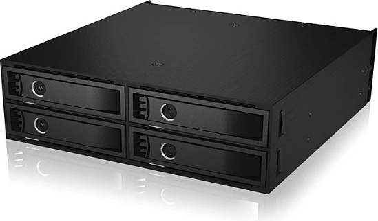 Kafaz SSD ICY BOX IB-2242U2K, 5.25", 4x 2.5" U.2 NVMe, hot-swap, me çelës, i zi