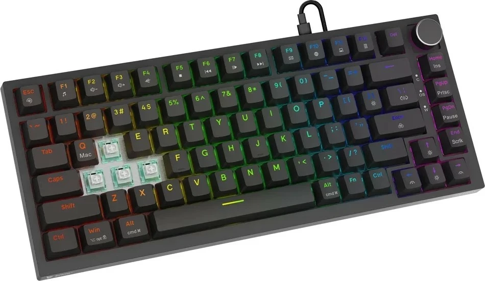 Tastierë gaming Savio Astral, 75%, Outemu White Jade, RGB, wired, e zezë