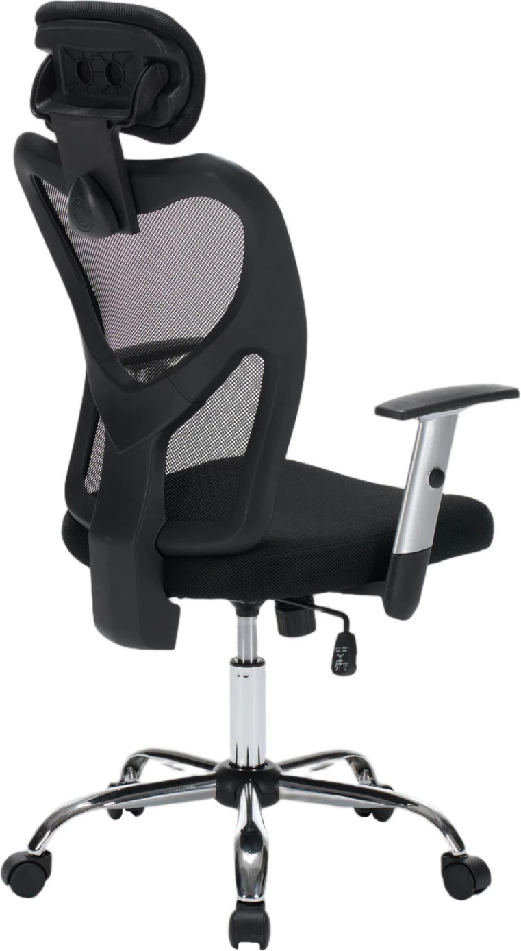 Karrige zyre CUORE, material rrjetë e zezë, kornizë e zezë, bazë kromi, 63x61x125cm