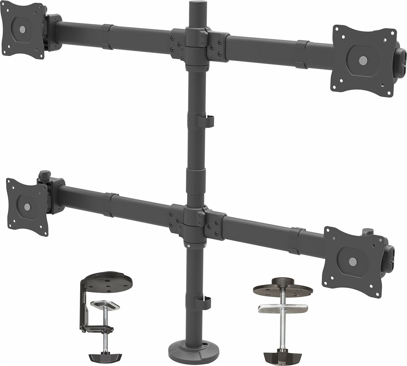 Mbajtës për 4 monitorë StarTech Quad, VESA 75x75/100x100, montim në tavolinë clamp/grommet, i zi