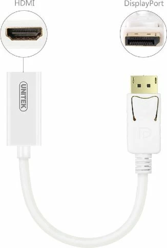 Adapter AV Unitek Y-6332 DisplayPort në HDMI 4K, i bardhë