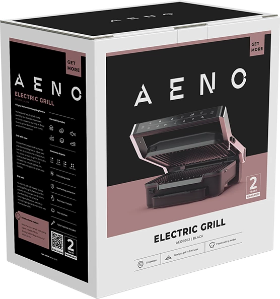 Grill elektrik AENO EG3 2000W, 7 programe + mod manual, pllaka 292x230mm, i zi