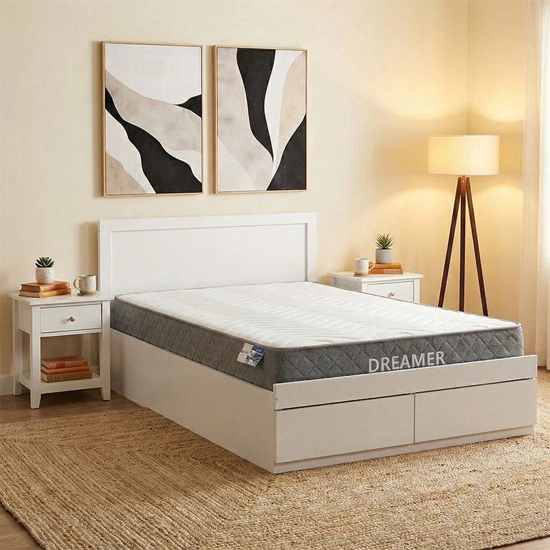 Krevat me dyshek e sirtarë Olympus-Dreamer, i bardhë, 120x200cm