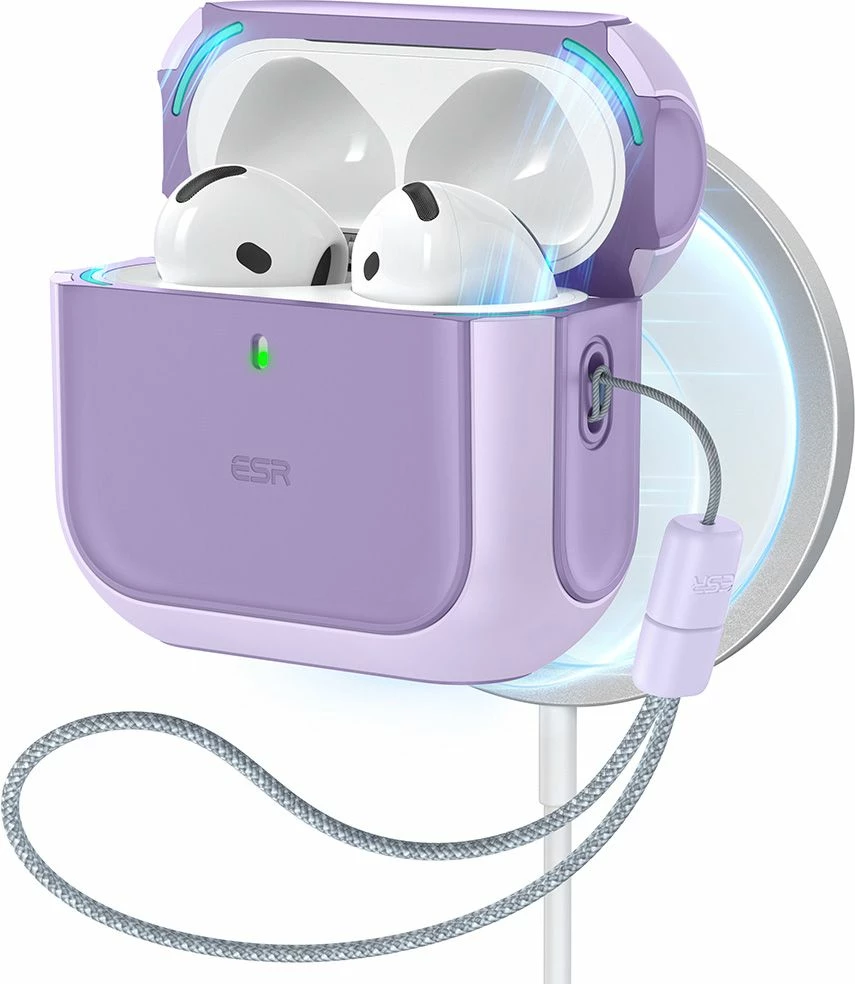 Mbështjellës ESR Orbit HaloLock për AirPods 4, MagSafe, vjollcë