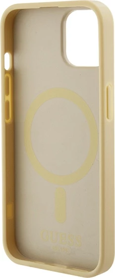 Mbështjellës Guess GUHMP15SPSAHMCB për iPhone 15 6.1", Saffiano MagSafe, ari