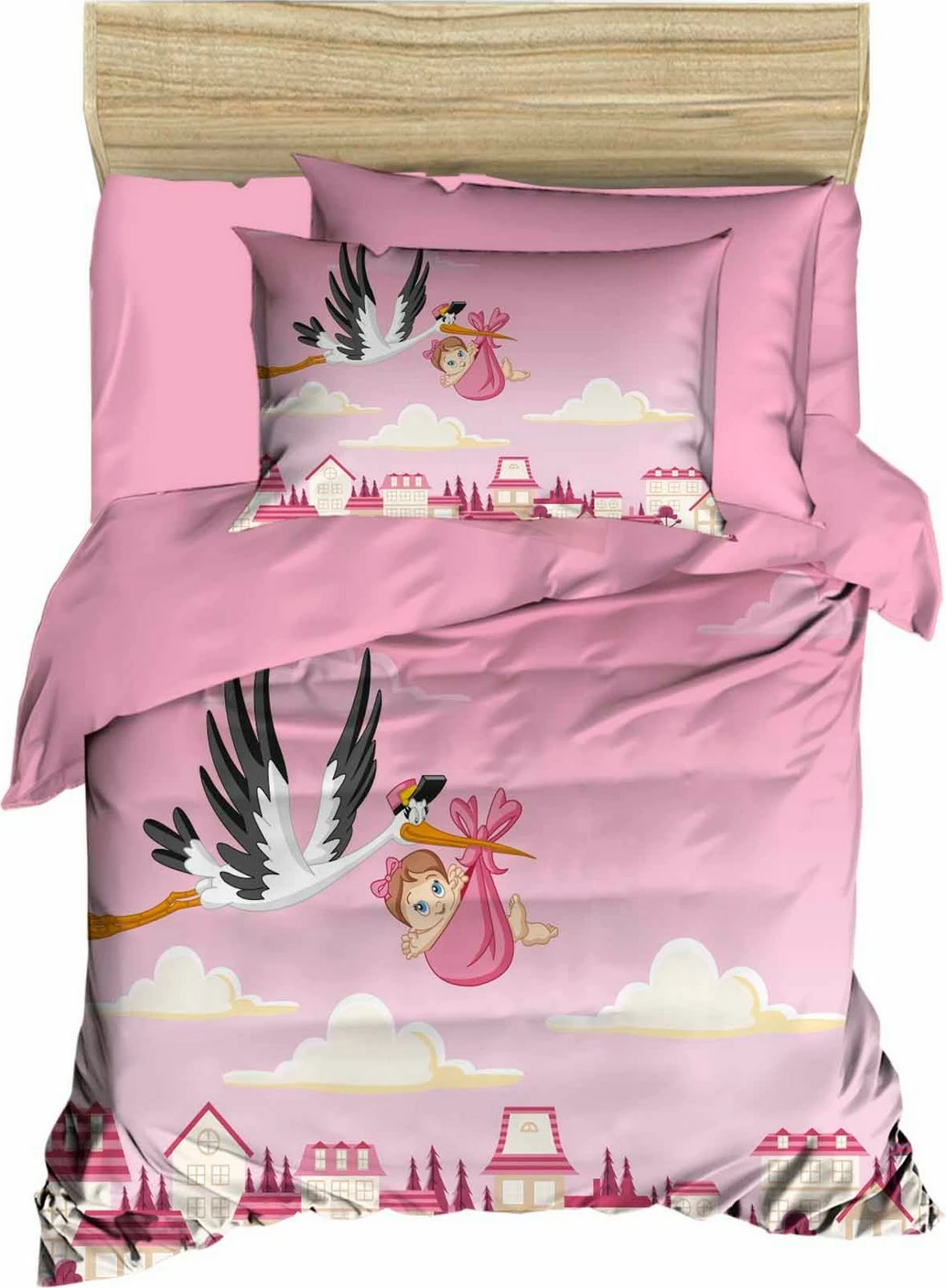 Set mbulesë për jorgan për bebe, L'essentiel, PH120, rozë, e bardhë, 4 copë