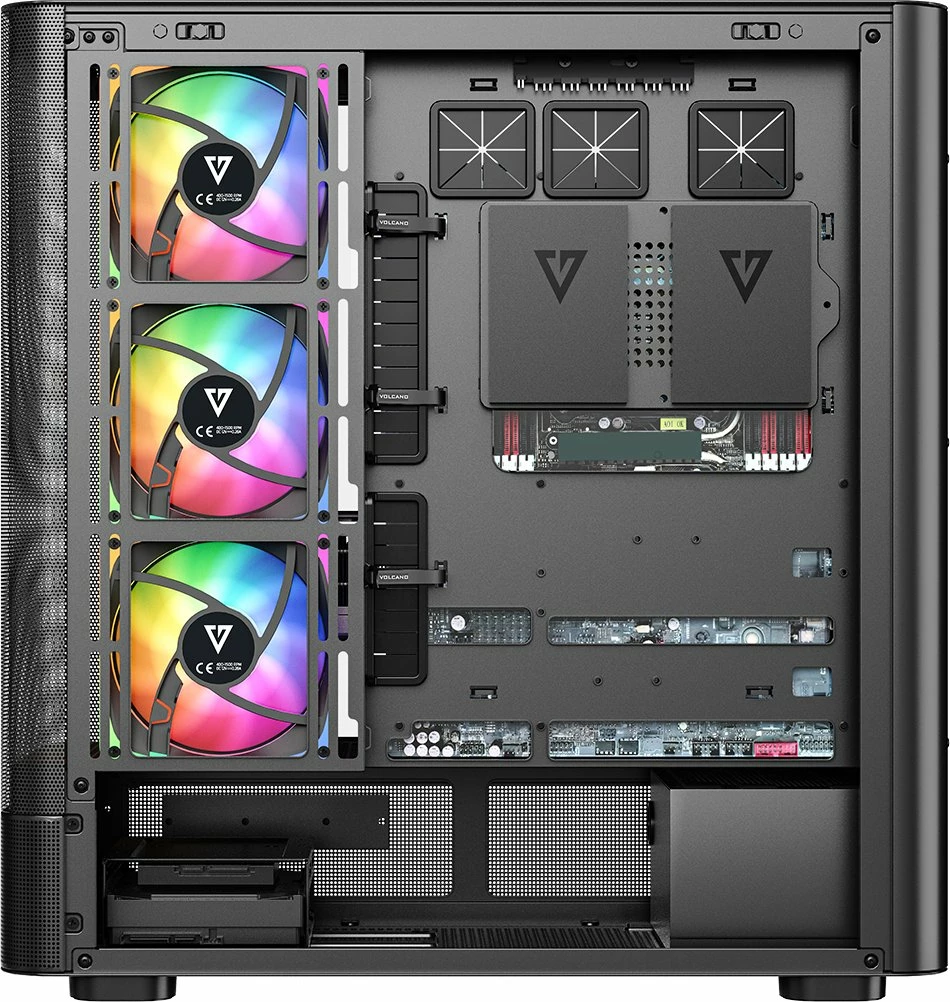 Kasë Modecom Volcano AQ500 ARGB Midi Tower (MC-A-AQ500-4FA-B), 4x120mm ARGB, USB-C, e zezë